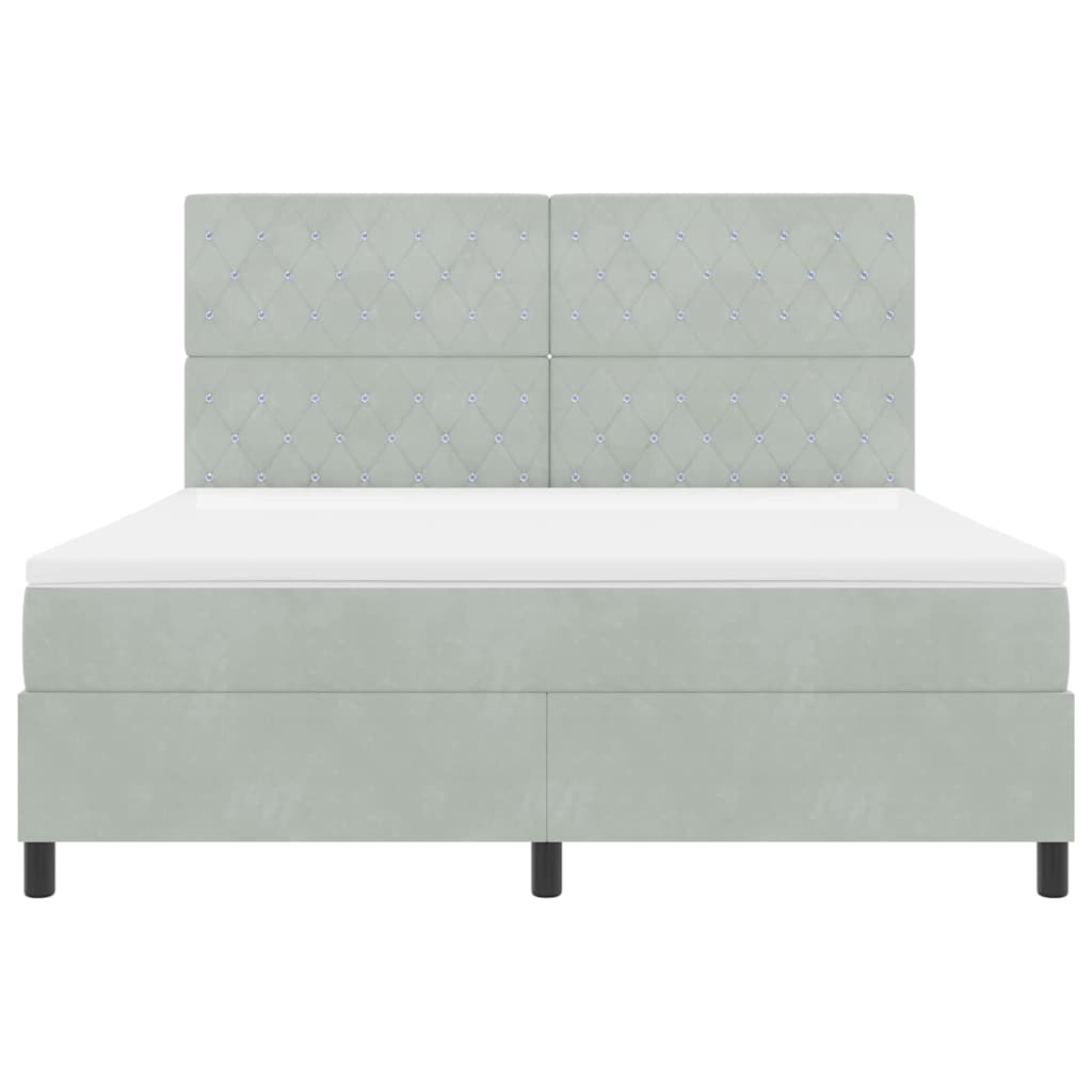 Box spring seng med madras Lysegrå 180 x 200 cm Fløjl
