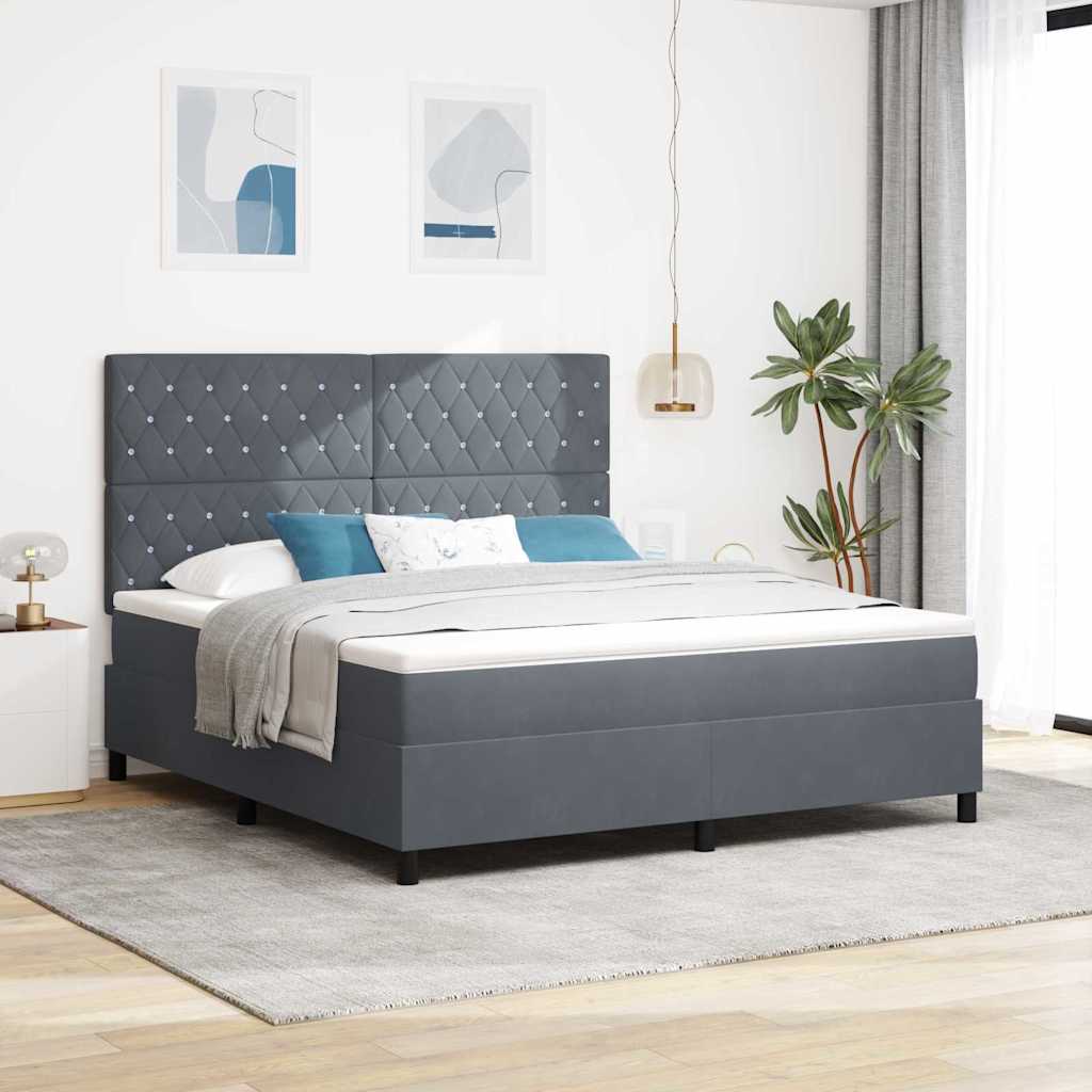 Box spring seng med madras Mørkegrå 180 x 200 cm Fløjl