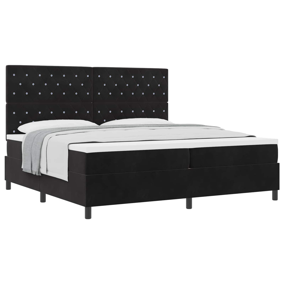 Box spring seng med madras Sort 200 x 200 cm Fløjl