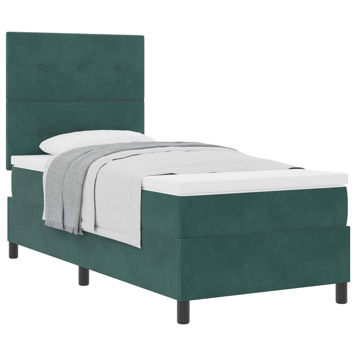 Box spring seng med hovedgærde Mørkegrøn 80 x 200 cm Fløjl
