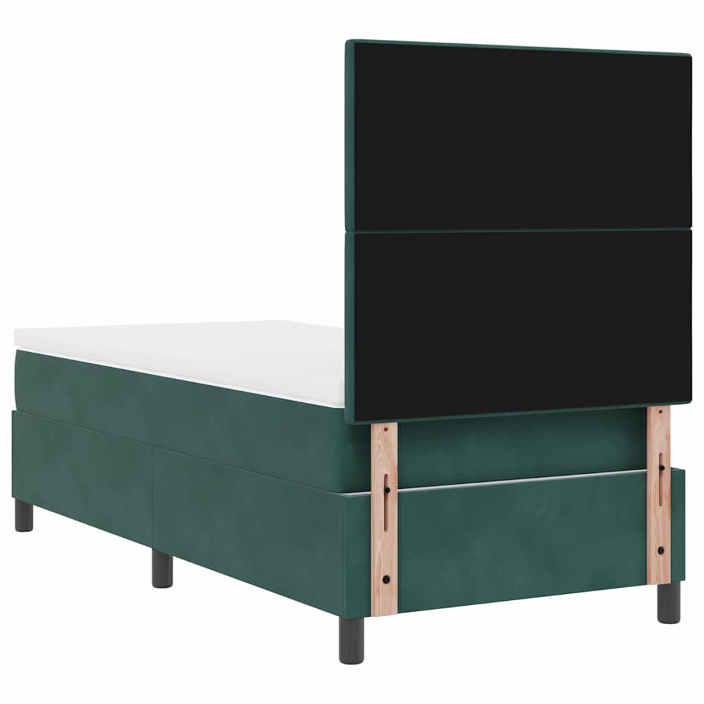 Box spring seng med hovedgærde Mørkegrøn 80 x 200 cm Fløjl