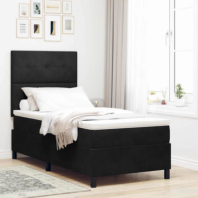 Box spring seng med hovedgærde Sort 90 x 200 cm Fløjl