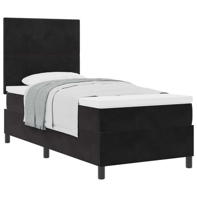 Box spring seng med hovedgærde Sort 90 x 200 cm Fløjl