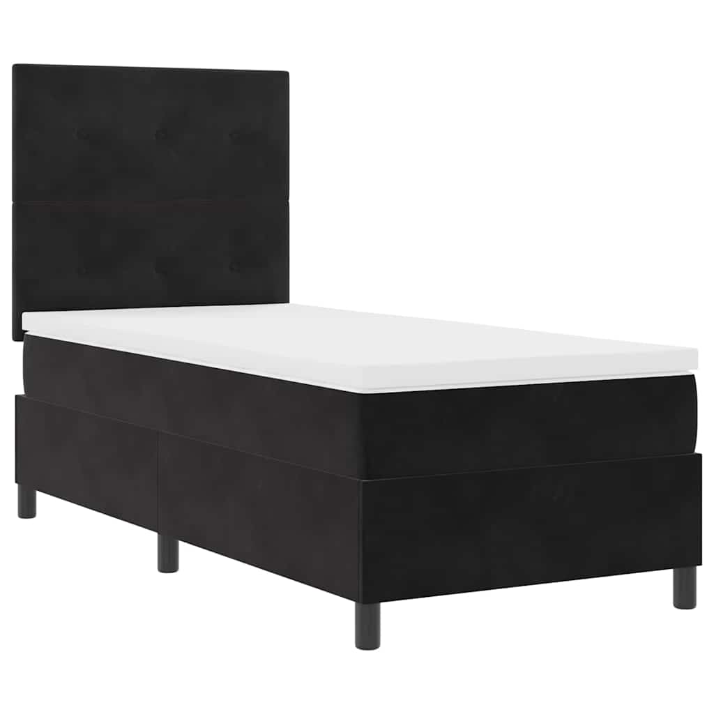 Box spring seng med hovedgærde Sort 90 x 200 cm Fløjl