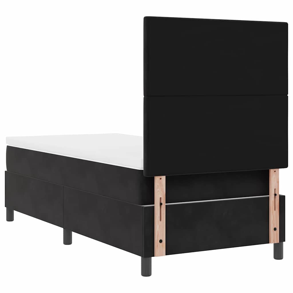 Box spring seng med hovedgærde Sort 90 x 200 cm Fløjl