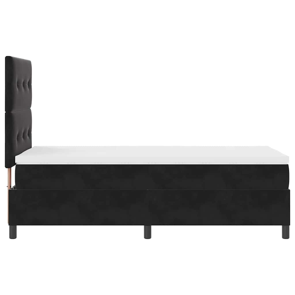 Box spring seng med hovedgærde Sort 90 x 200 cm Fløjl