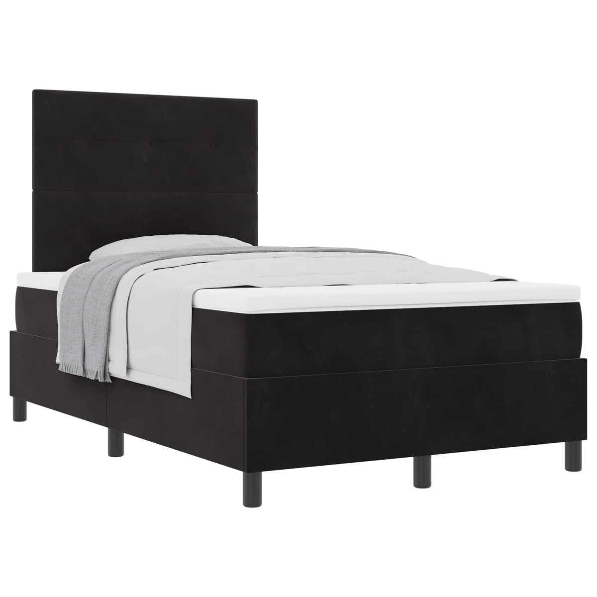 Box spring seng med hovedgærde Sort 120 x 200 cm Fløjl