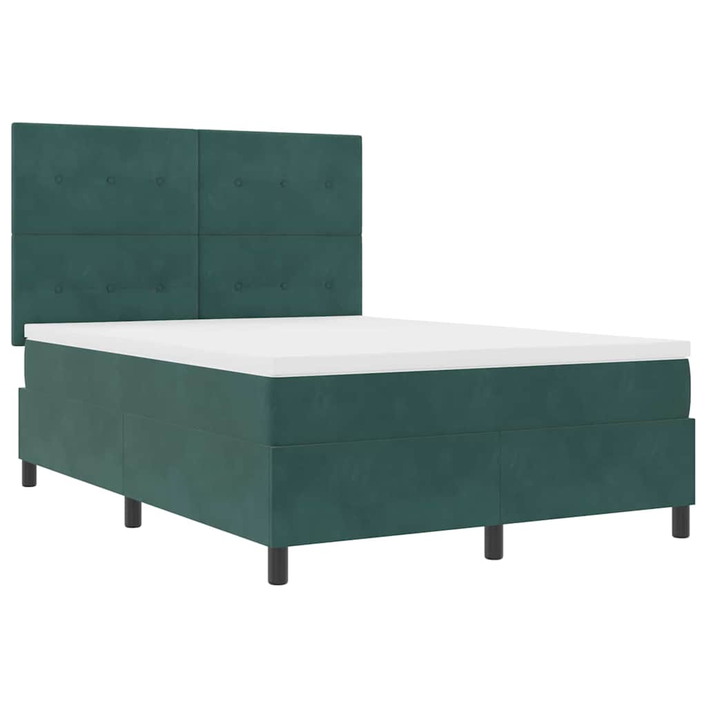Box spring seng med hovedgærde Mørkegrøn 160 x 200 cm Fløjl
