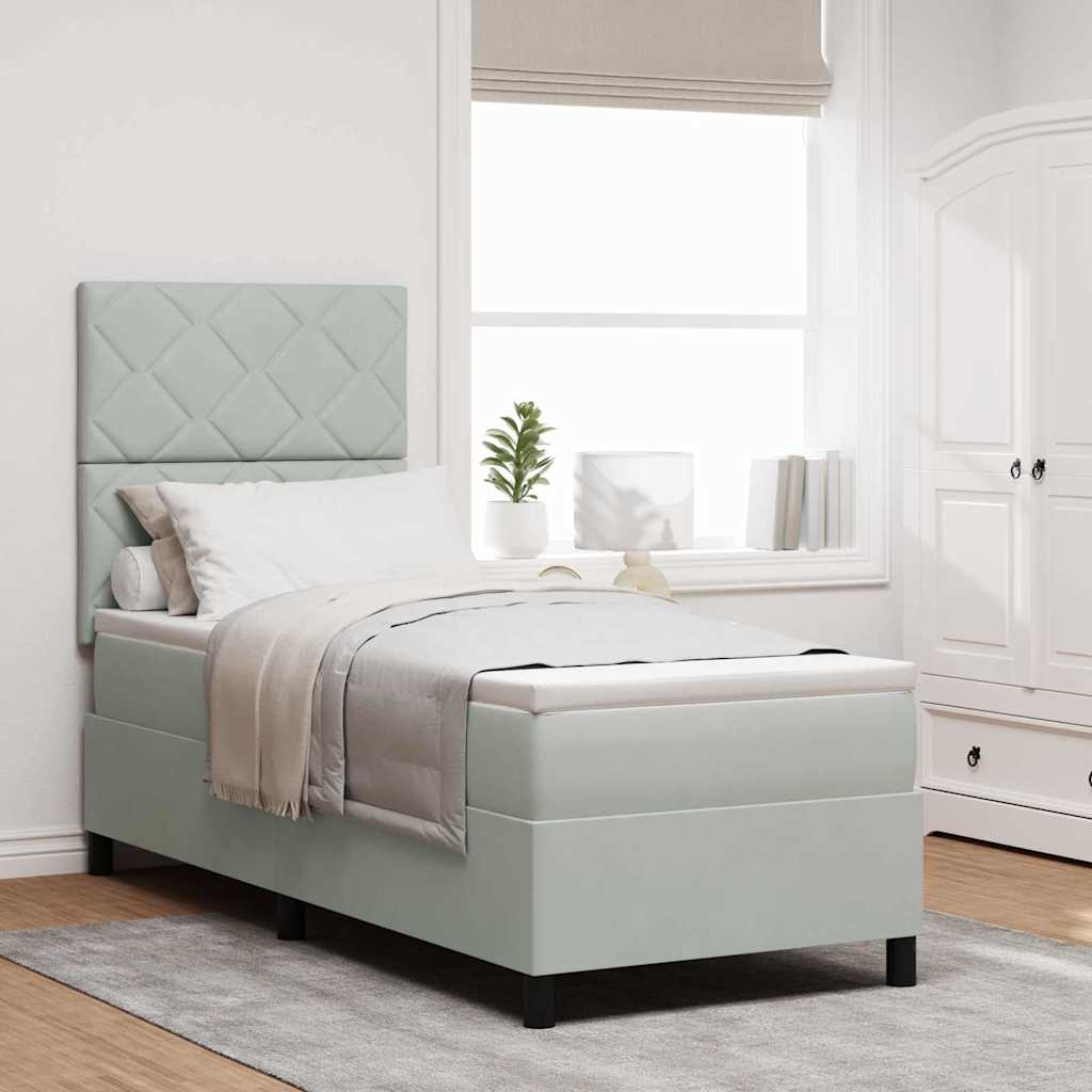 Box spring seng med hovedgærde Lysegrå 80 x 200 cm Fløjl