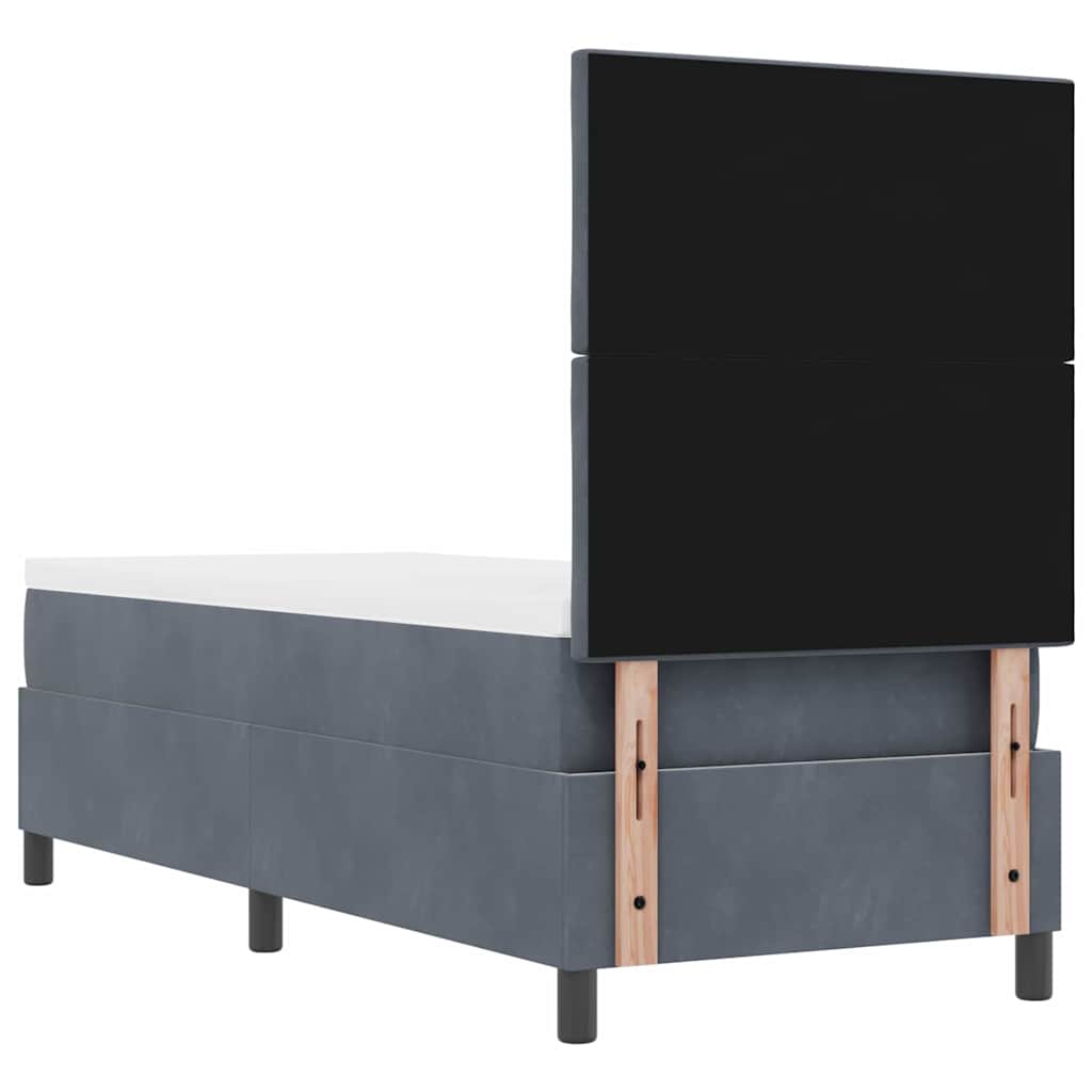Box spring seng med hovedgærde Mørkegrå 80 x 200 cm Fløjl