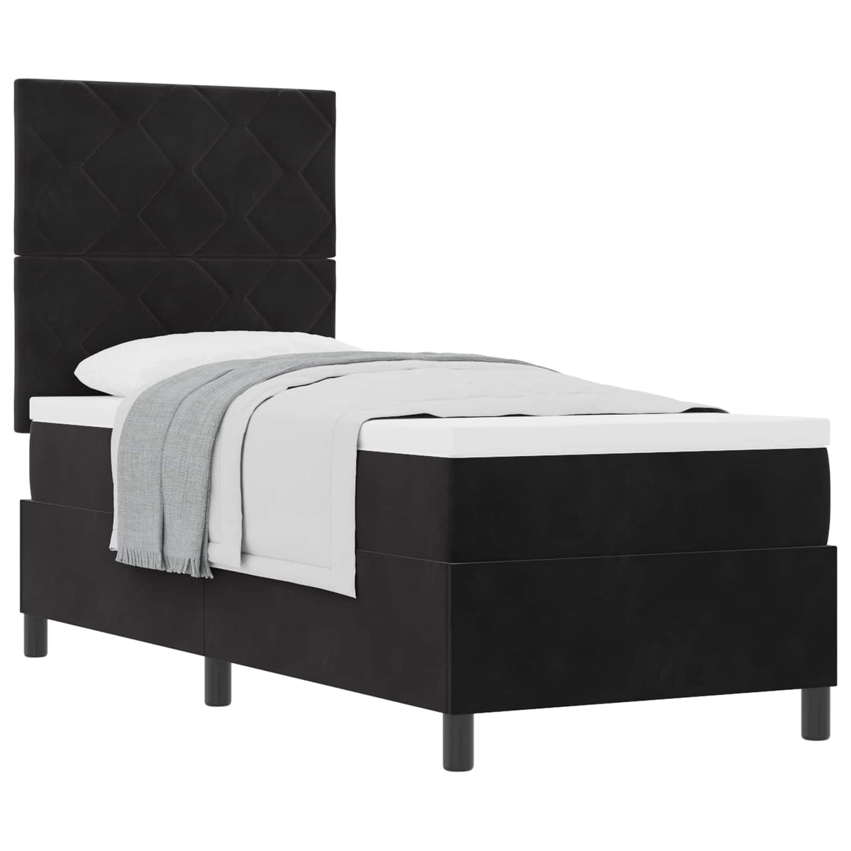 Box spring seng med hovedgærde Sort 80 x 200 cm Fløjl