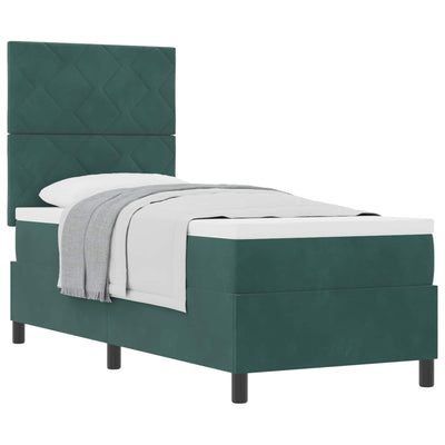 Box spring seng med hovedgærde Mørkegrøn 80 x 200 cm Fløjl
