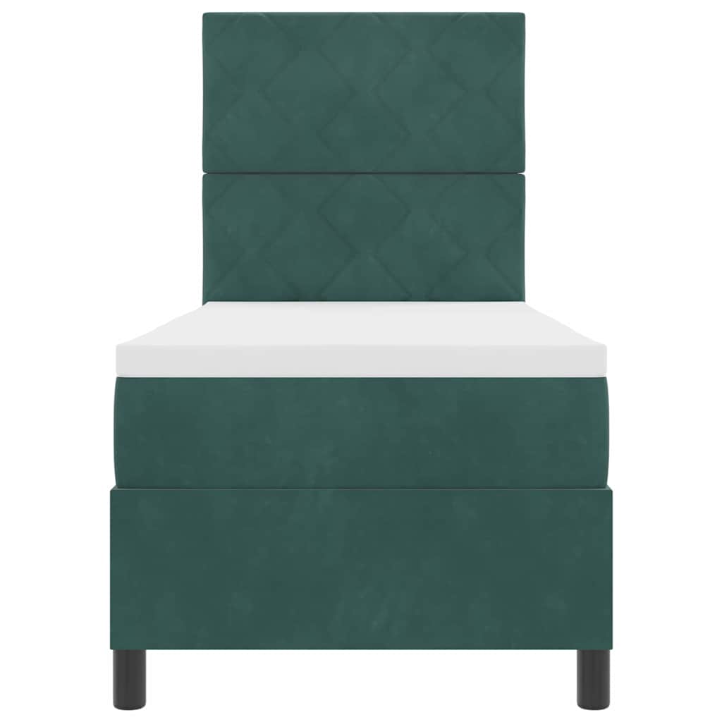 Box spring seng med hovedgærde Mørkegrøn 80 x 200 cm Fløjl