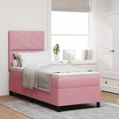 Box spring seng med hovedgærde Lyserød 80 x 200 cm Fløjl