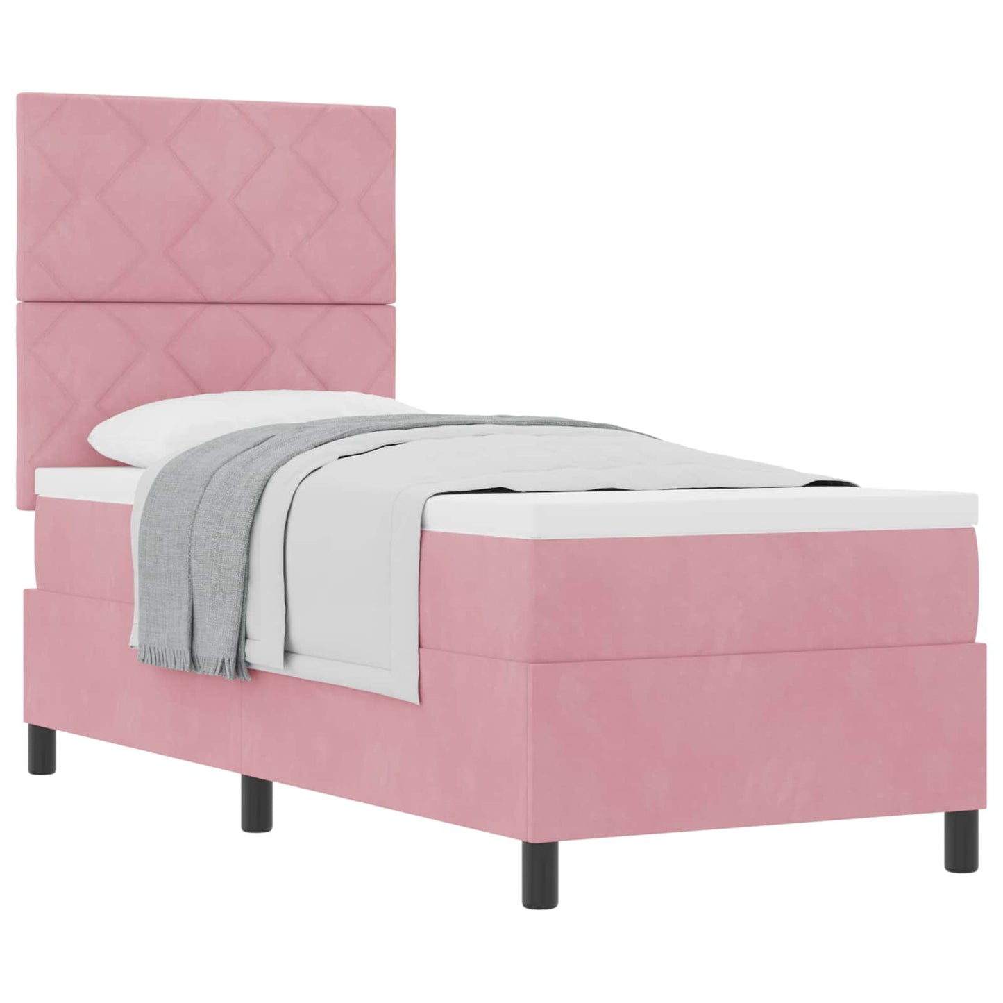 Box spring seng med hovedgærde Lyserød 80 x 200 cm Fløjl