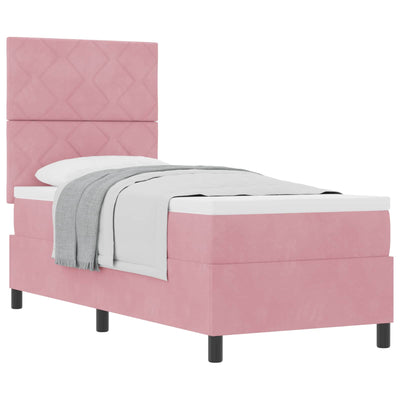 Box spring seng med hovedgærde Lyserød 80 x 200 cm Fløjl