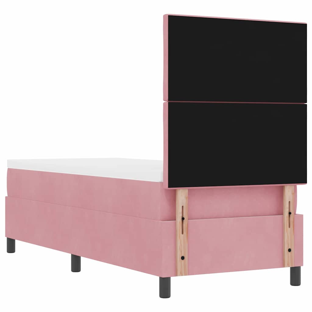 Box spring seng med hovedgærde Lyserød 80 x 200 cm Fløjl
