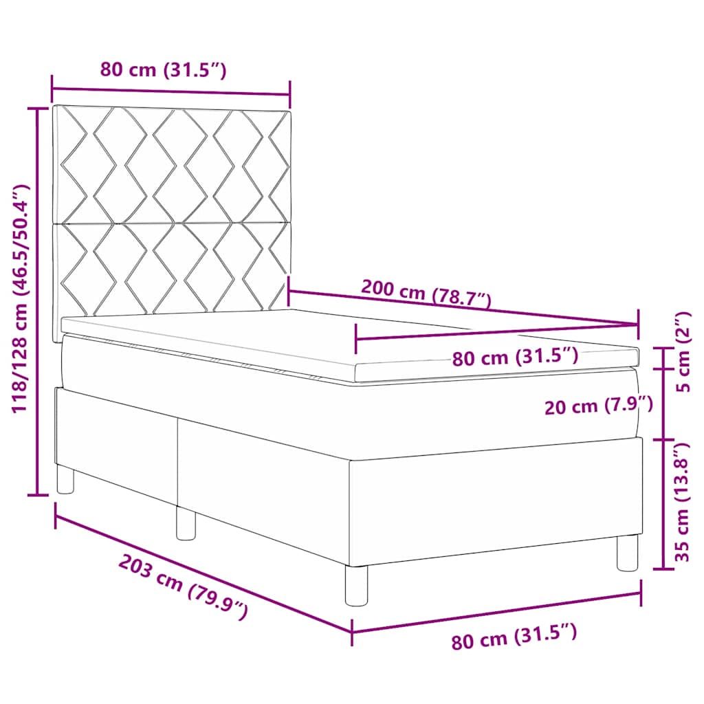 Box spring seng med hovedgærde Lyserød 80 x 200 cm Fløjl