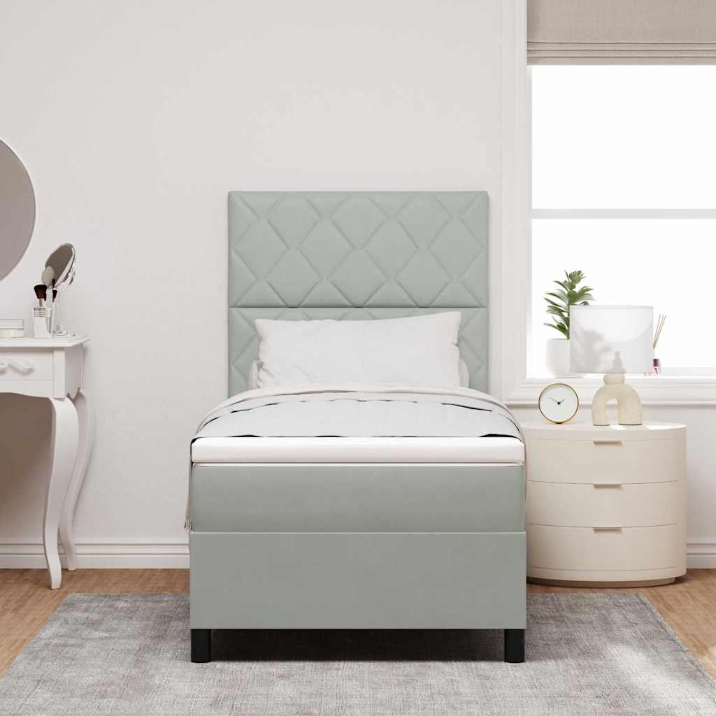 Box spring seng med pude Lysegrå 90 x 190 cm Fløjl