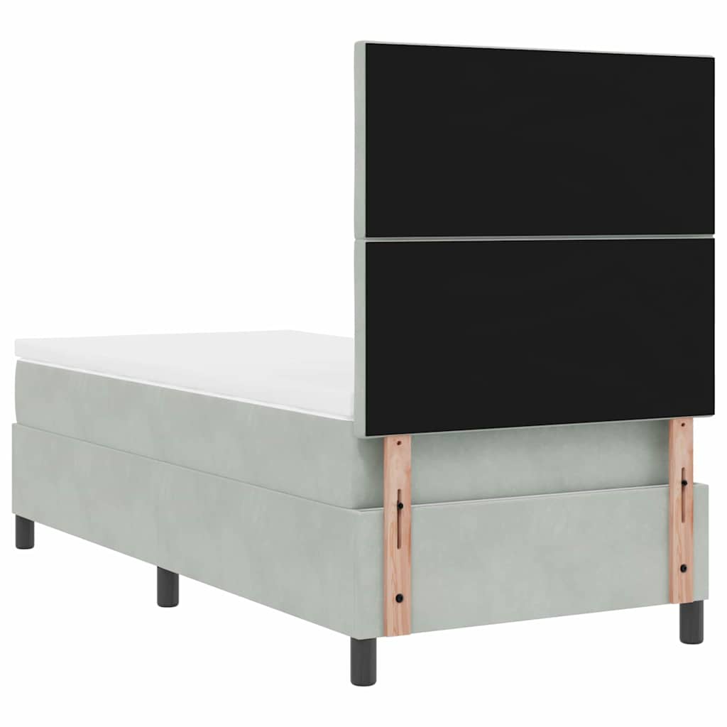 Box spring seng med pude Lysegrå 90 x 190 cm Fløjl