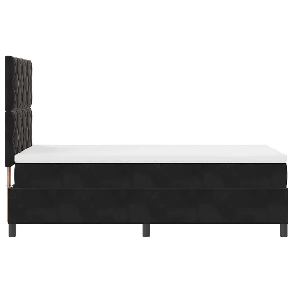 Box spring seng med hovedgærde Sort 90 x 190 cm Fløjl