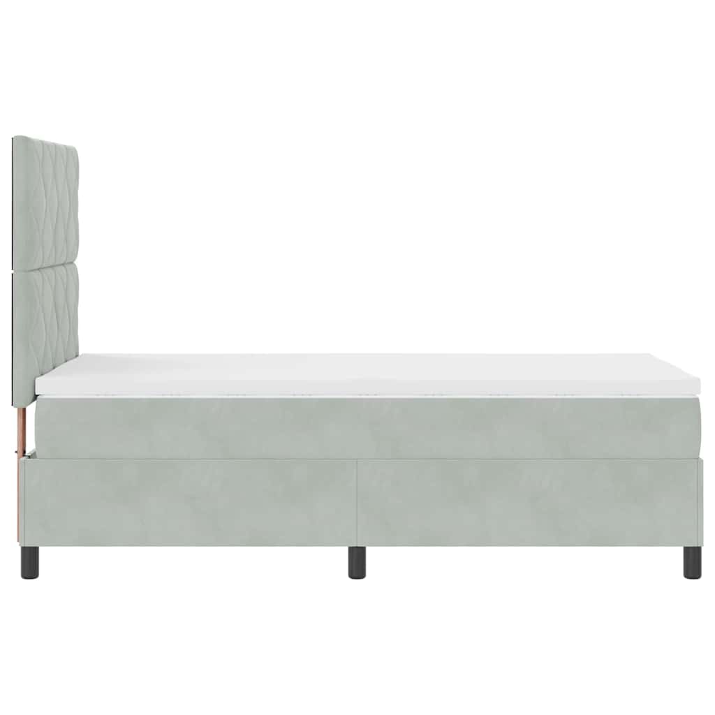 Box spring seng med hovedgærde Lysegrå 90 x 200 cm Fløjl