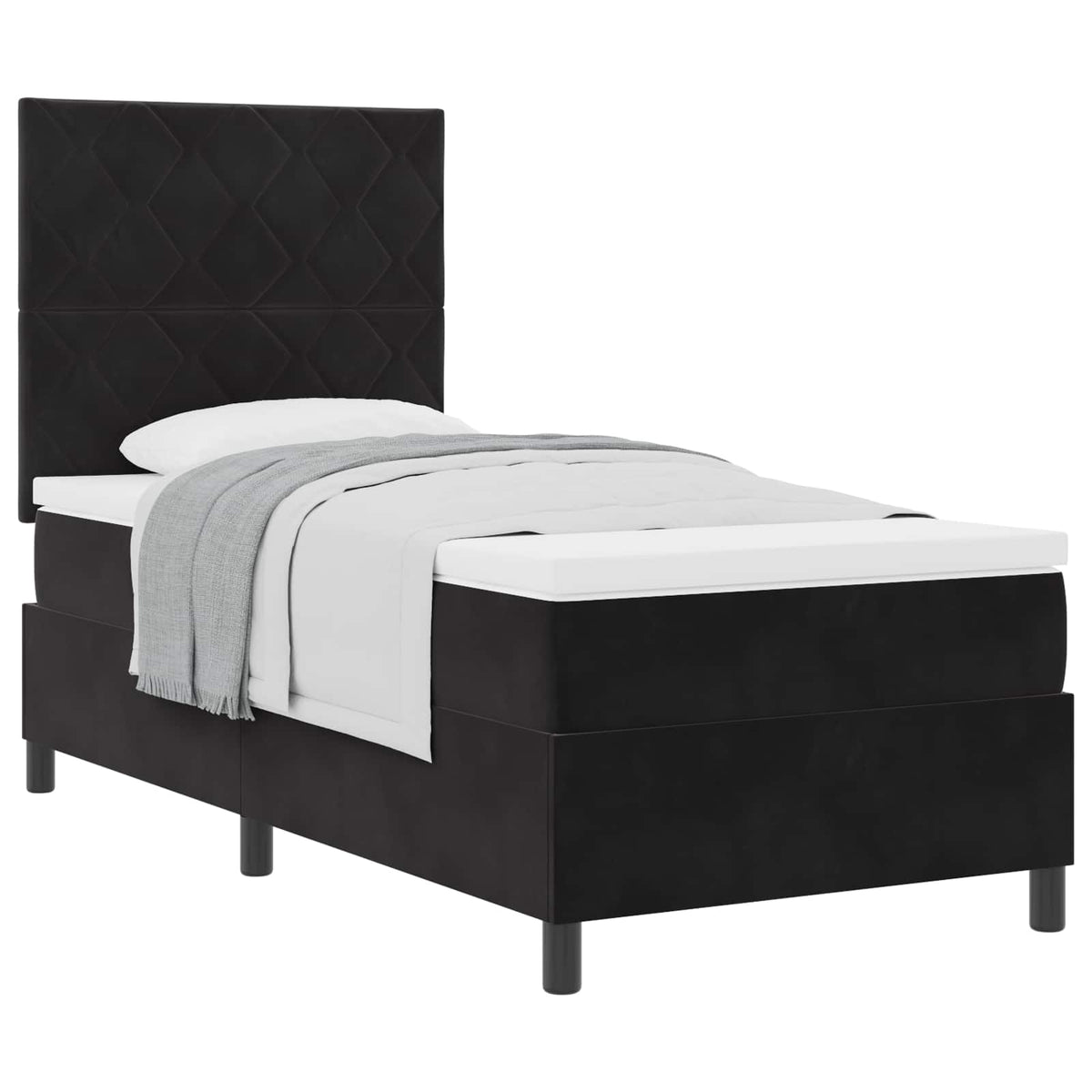 Box spring seng med hovedgærde Sort 90 x 200 cm Fløjl