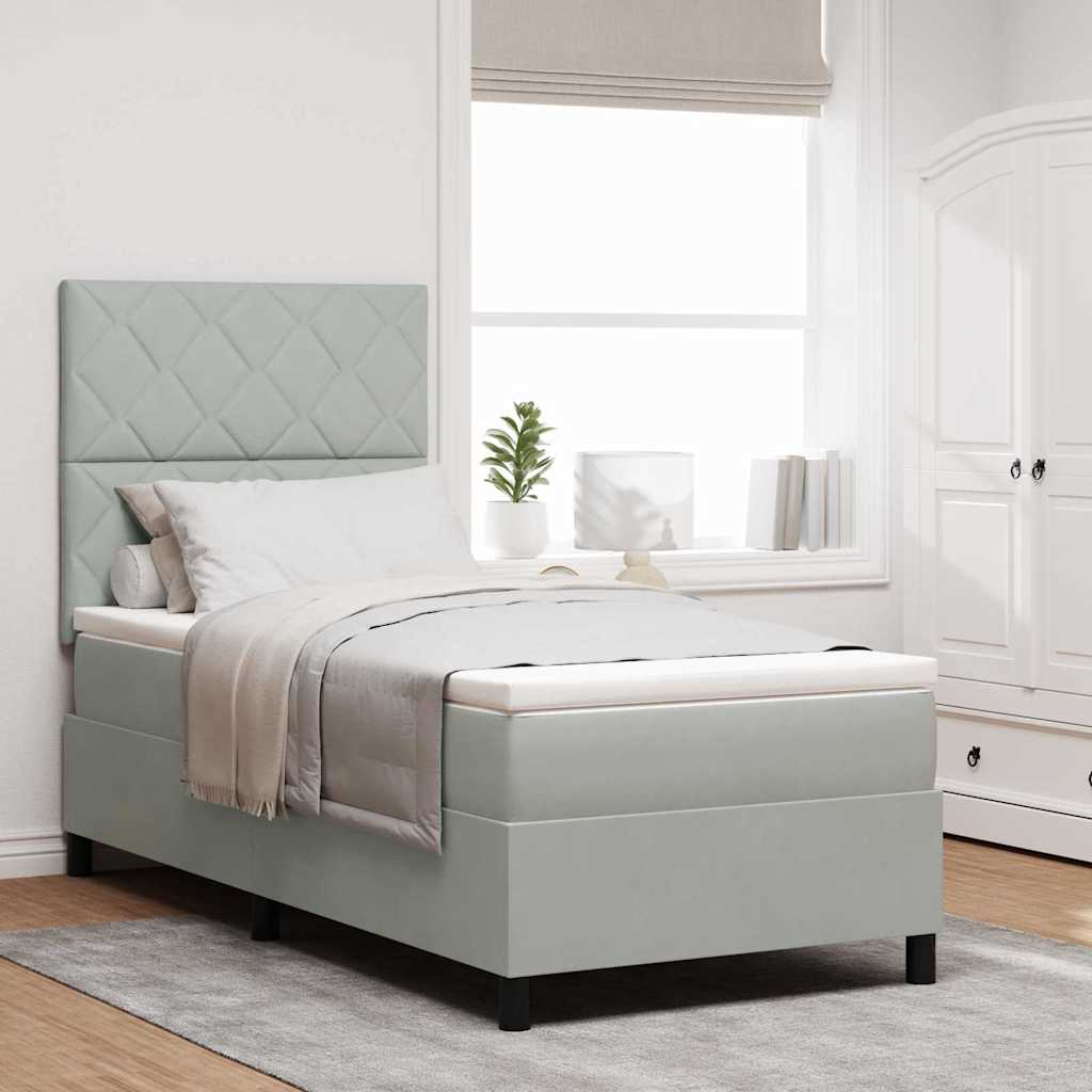 Box spring seng med hovedgærde Lysegrå 100 x 200 cm Fløjl