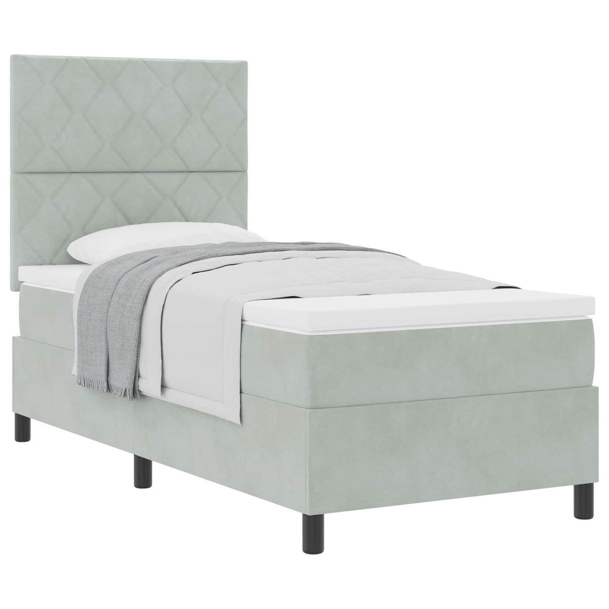 Box spring seng med hovedgærde Lysegrå 100 x 200 cm Fløjl