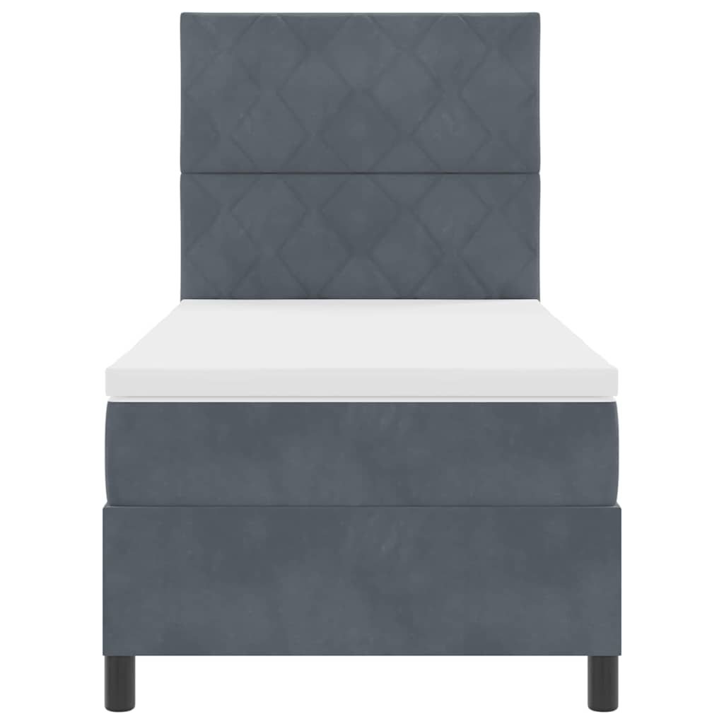Box spring seng med hovedgærde Mørkegrå 100 x 200 cm Fløjl