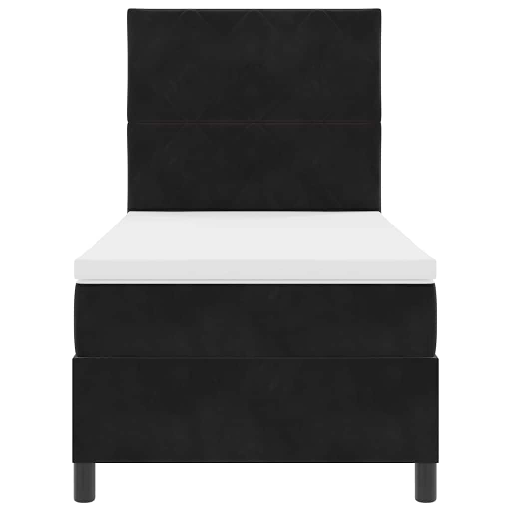 Box spring seng med hovedgærde Sort 100 x 200 cm Fløjl