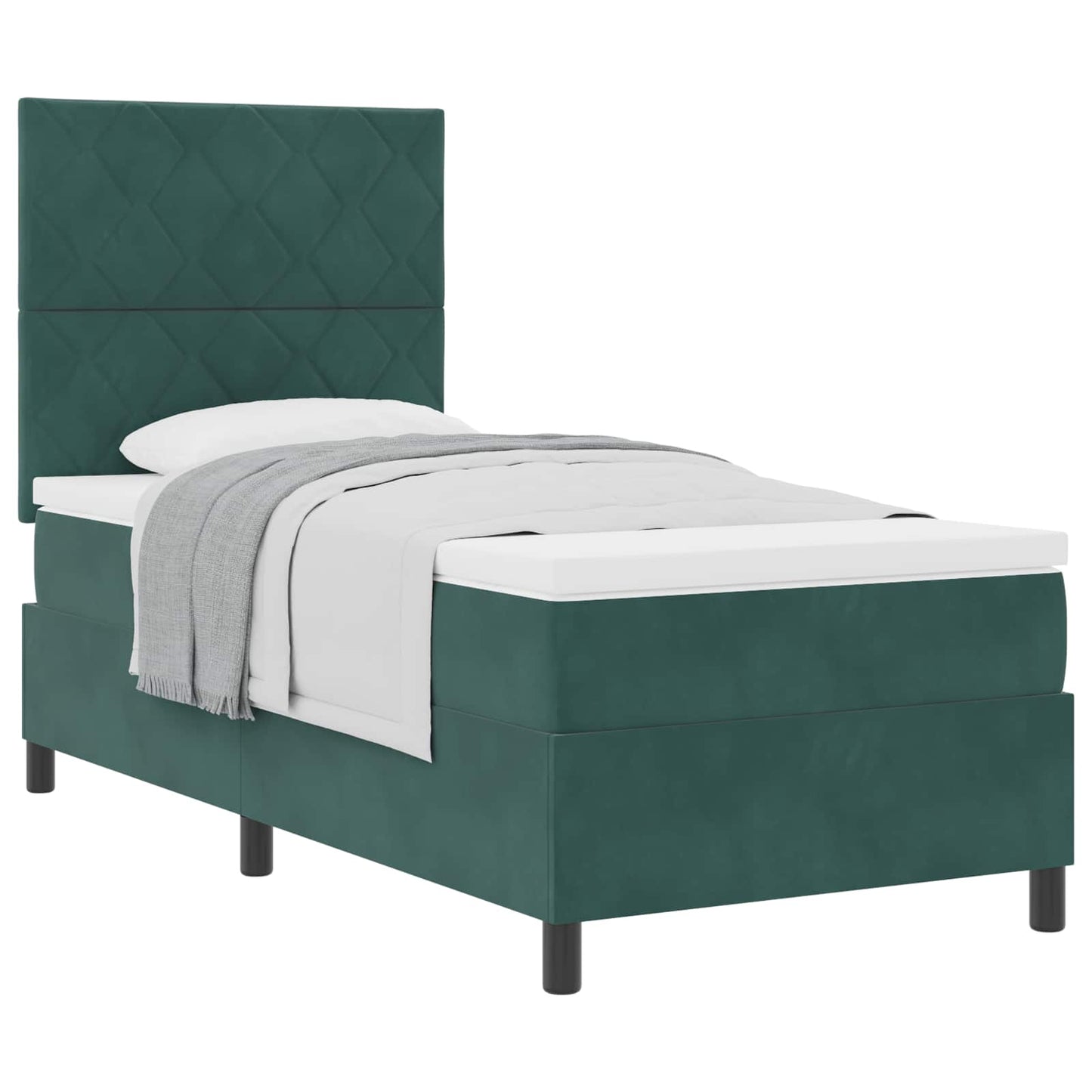 Box spring seng med hovedgærde Mørkegrøn 100 x 200 cm Fløjl