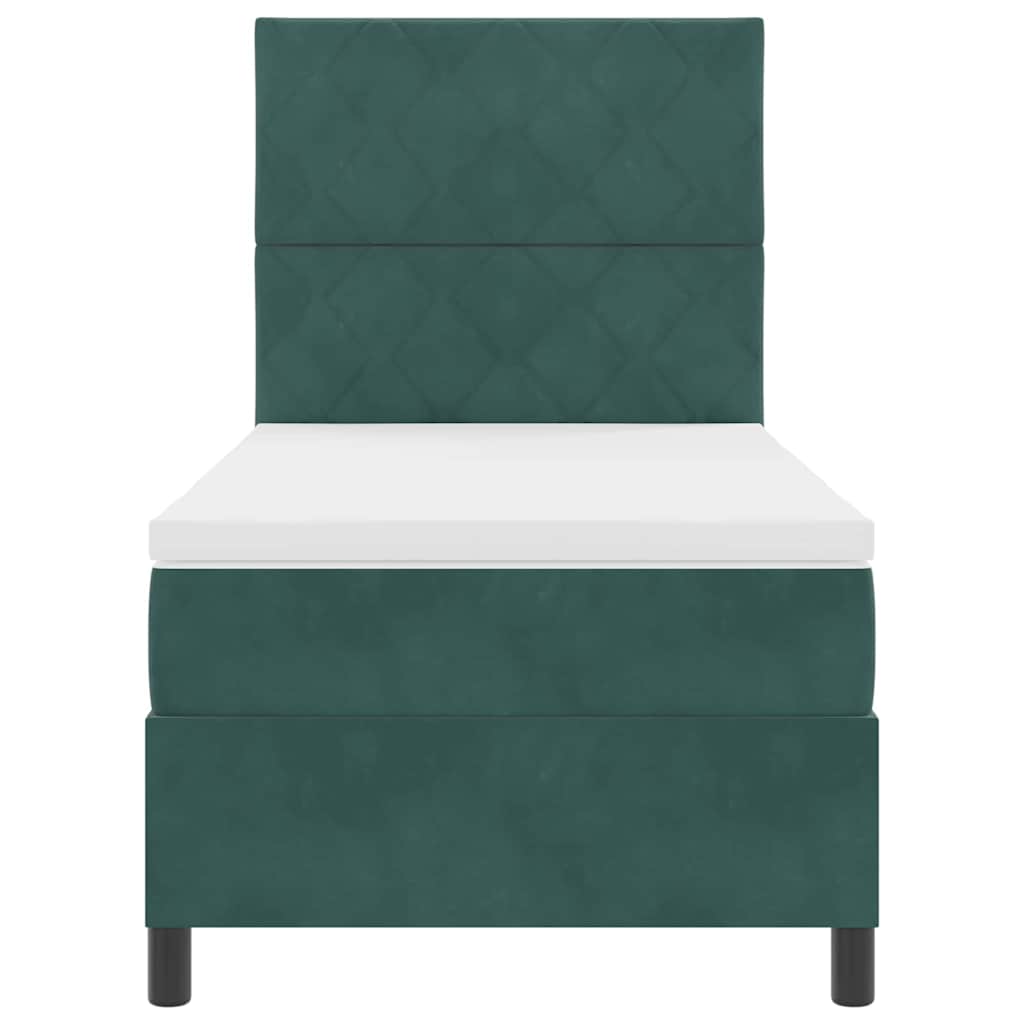 Box spring seng med hovedgærde Mørkegrøn 100 x 200 cm Fløjl