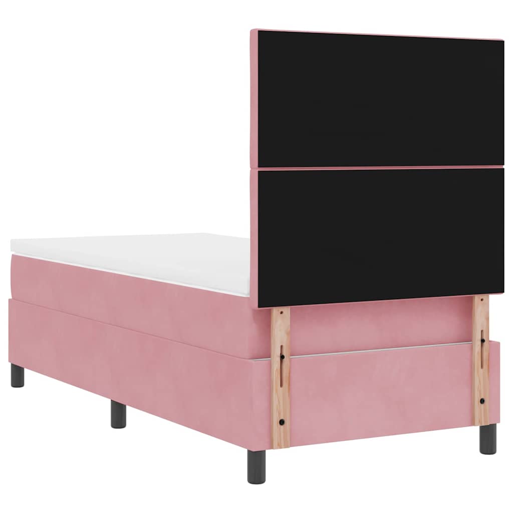 Box spring seng med hovedgærde Lyserød 100 x 200 cm Fløjl