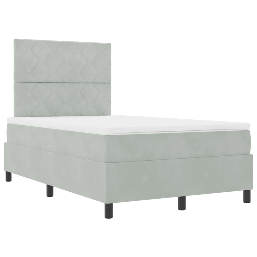 Box spring seng med hovedgærde Lysegrå 120 x 190 cm Fløjl