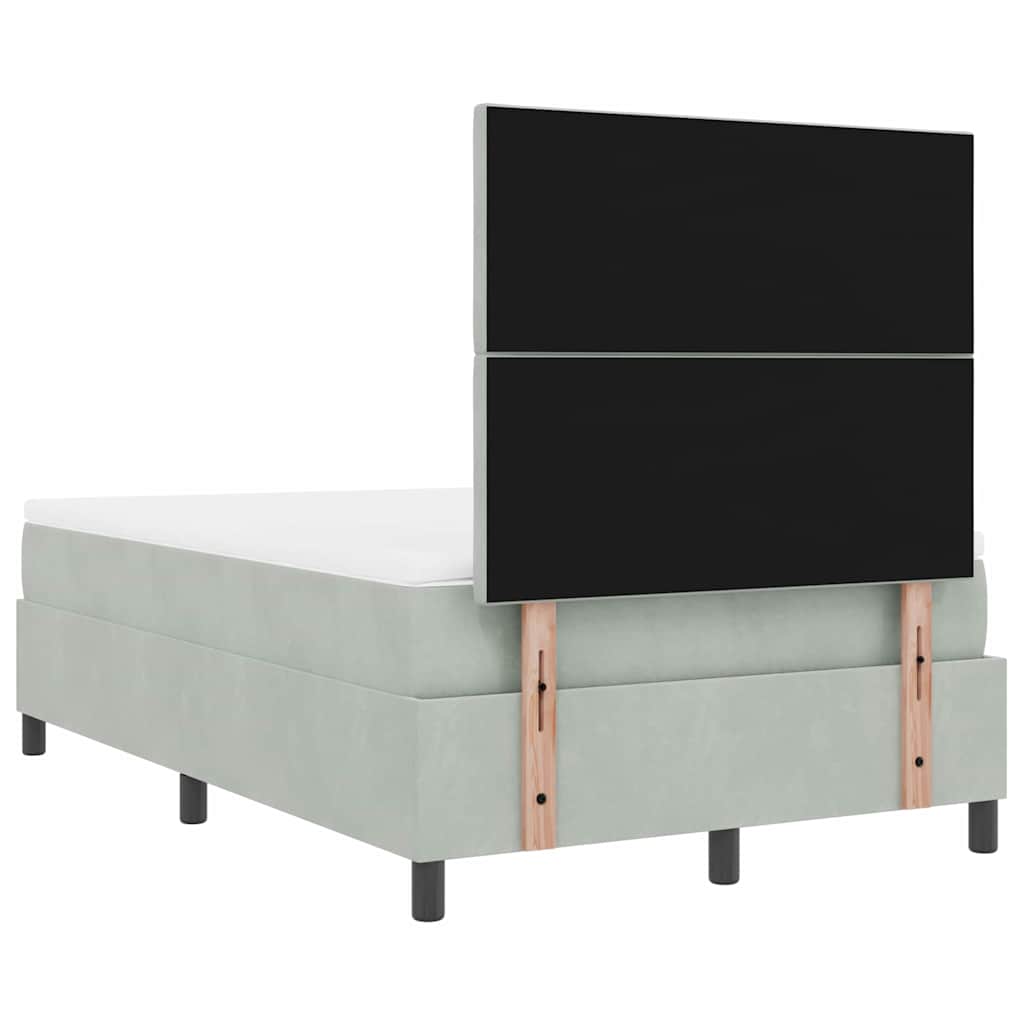 Box spring seng med hovedgærde Lysegrå 120 x 190 cm Fløjl