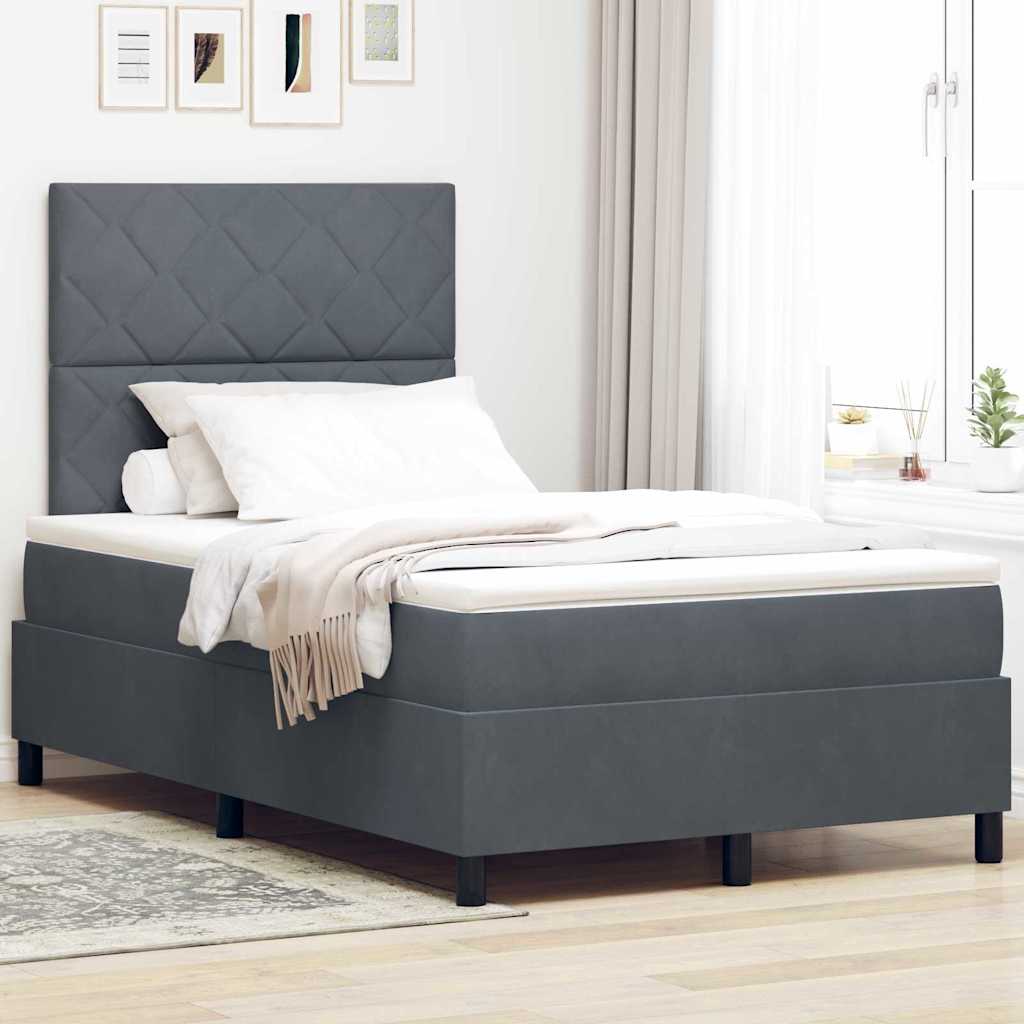 Box spring seng med hovedgærde Mørkegrå 120 x 190 cm Fløjl