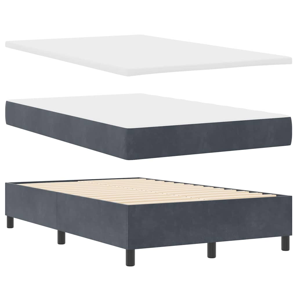 Box spring seng med hovedgærde Mørkegrå 120 x 190 cm Fløjl