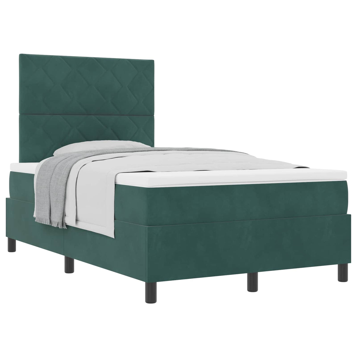 Box spring seng med hovedgærde Mørkegrøn 120 x 190 cm Fløjl