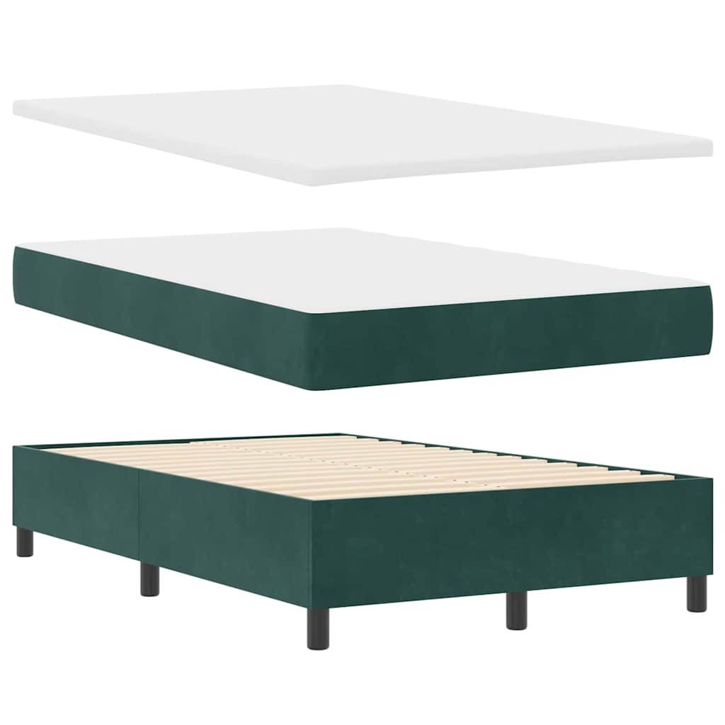 Box spring seng med hovedgærde Mørkegrøn 120 x 190 cm Fløjl
