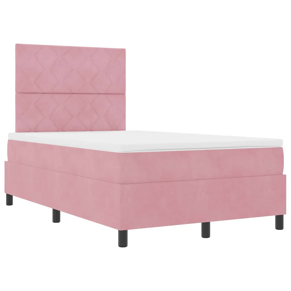Box spring seng med hovedgærde Lyserød 120 x 190 cm Fløjl