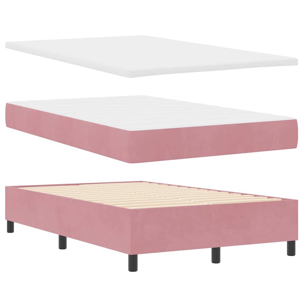 Box spring seng med hovedgærde Lyserød 120 x 190 cm Fløjl