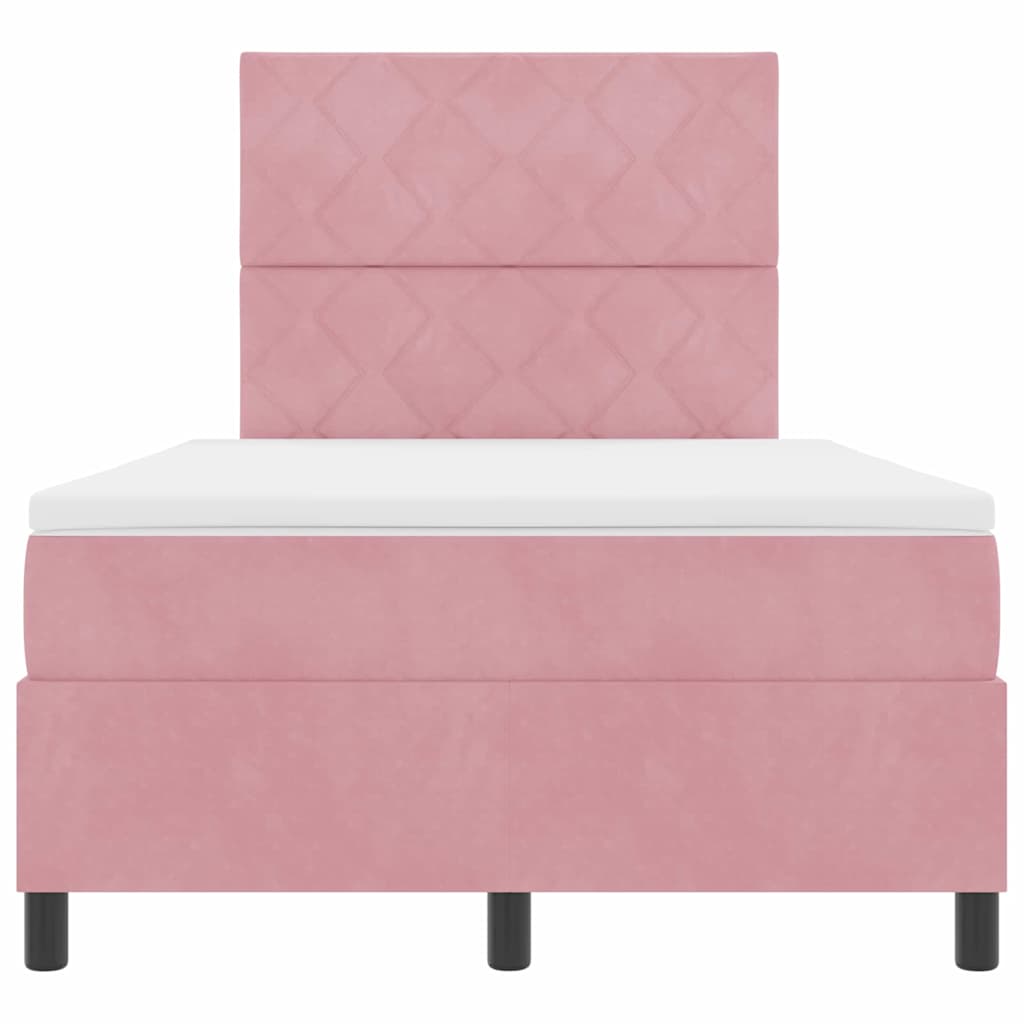 Box spring seng med hovedgærde Lyserød 120 x 190 cm Fløjl