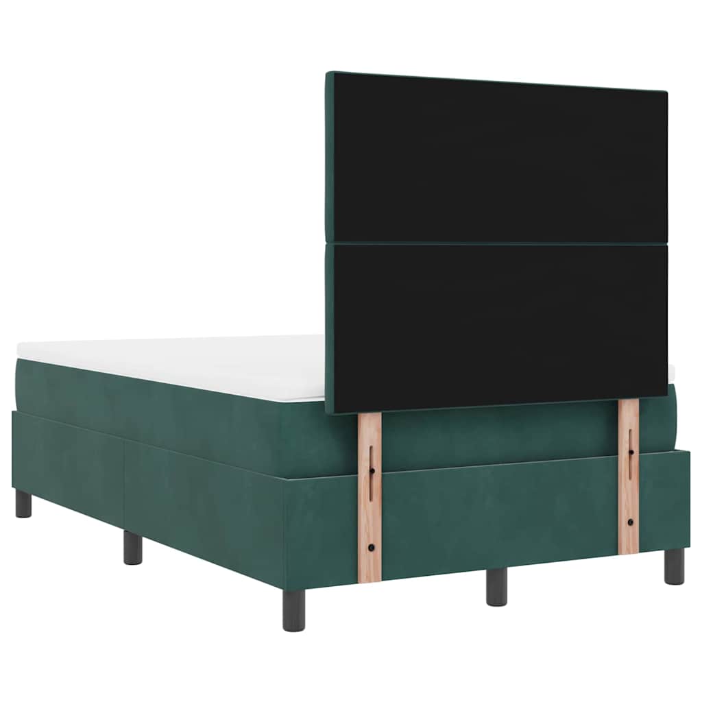 Box spring seng med hovedgærde Mørkegrøn 120 x 200 cm Fløjl