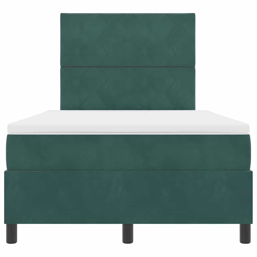 Box spring seng med hovedgærde Mørkegrøn 120 x 200 cm Fløjl