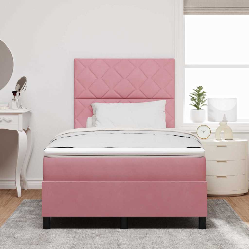 Box spring seng med hovedgærde Lyserød 120 x 200 cm Fløjl