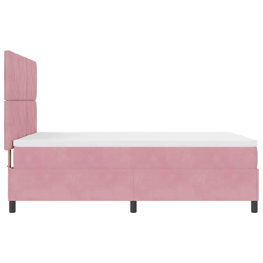 Box spring seng med hovedgærde Lyserød 140 x 190 cm Fløjl