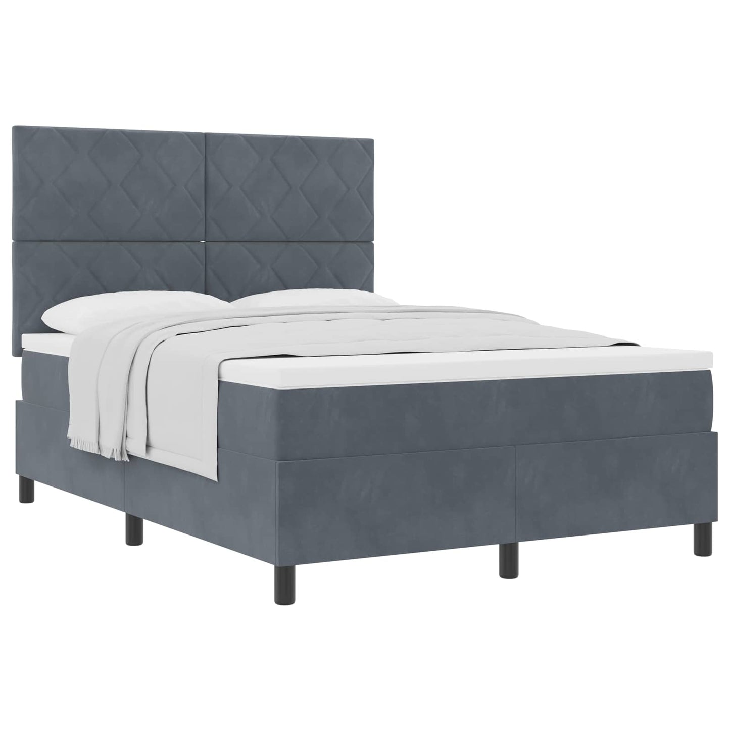 Box spring seng med hovedgærde Mørkegrå 140 x 200 cm Fløjl