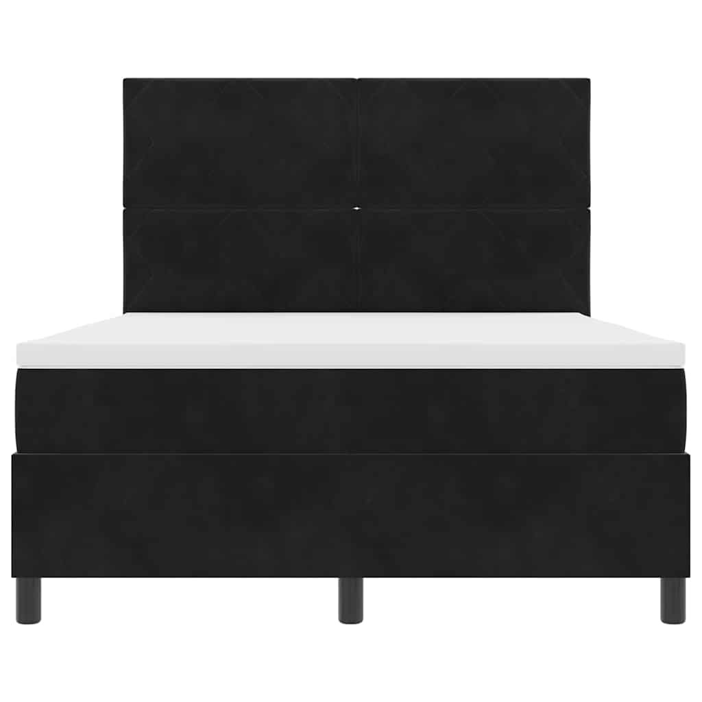 Box spring seng med hovedgærde Sort 140 x 200 cm Fløjl