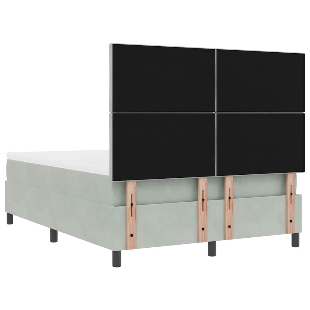 Box spring seng med hovedgærde Lysegrå 160 x 200 cm Fløjl